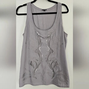 Express grey muscle shirt, lace sequence design